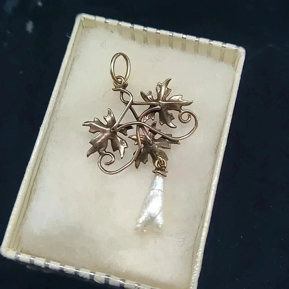 Stunning antique pendant tested as gold natural pearls - Picture 2 of 2